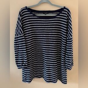 Talbots 0X 3/4 sleeve striped top, terry cloth fabric